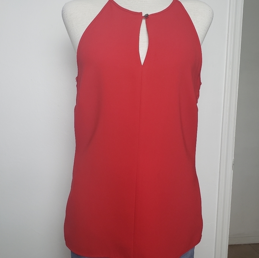 Banana Republic Red Key Hole Side Zipper Sleeveless Women's Dress Top Size S